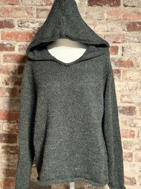 Mexicali Blues Alpaca Wool Blend Pullover Hoodie Small Gray/Green Knit